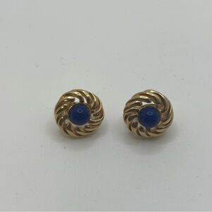 Vintage AVON 1970s Blue Gold
Swirl clip on earrings